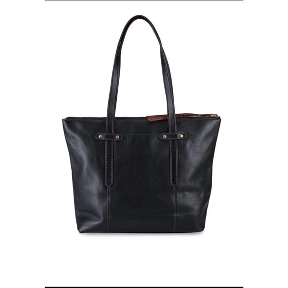Fossil Felicity Black Leather Tote SHB1981001 Shoulder Bag Brass NWT $198 FS - Picture 12 of 12